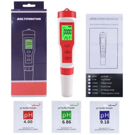 Analizador digital de calidad de pH/TDS/EC/temperatura Ulisem para agua, piscinas y acuarios. (1/4)