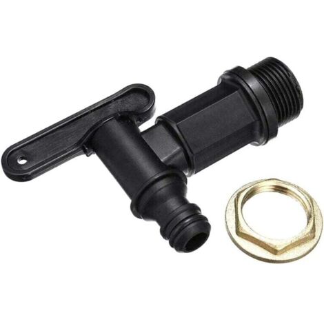 Grifo de plástico para tanque de agua UlisemPlastic, adaptador para tanque de almacenamiento IBC, adaptador para grifo de manguera de jardín, colector de agua de lluvia, combustible (1/4)