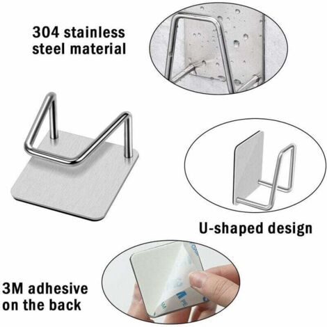 Soporte para esponja de fregadero Ulisem4 piezas, soporte para esponja de cocina, soporte adhesivo para esponja, gancho para esponja de fregadero, soporte impermeable de acero inoxidable sin perforaci (1/4)