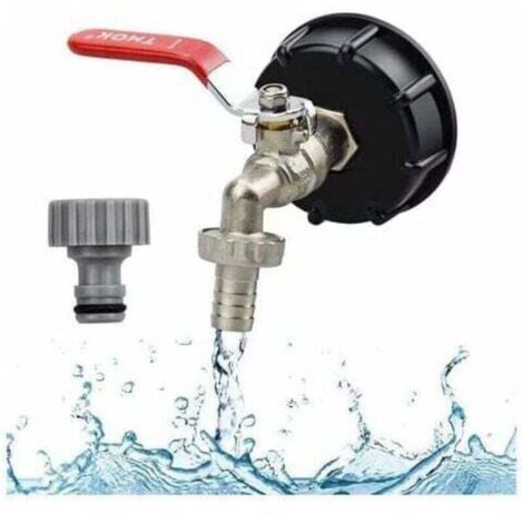 Adaptador de tanque IBC Ulisem1000L para colector de agua de lluvia, conector de rosca 1/2, adaptador de tapa de tanque de latón PP, rosca gruesa de 60 mm, accesorios para manguera de jardín