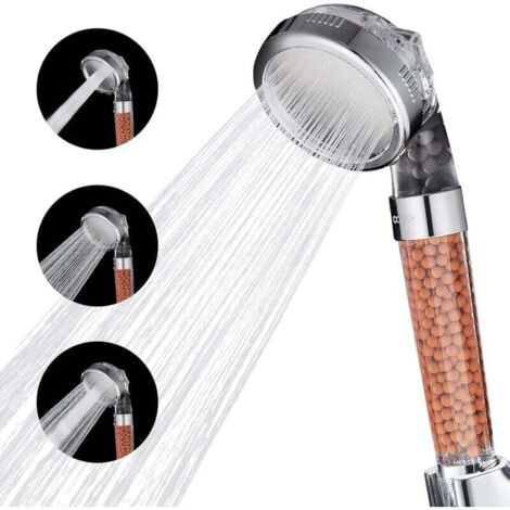 Cabezal de ducha Ulisem, ducha de mano con filtro de alta presión, cabezal de ducha ahorrador de agua con 3 modos de salida para baños duros o blandos (1/4)