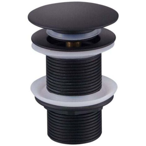 Tapón de desagüe emergente Ulisem, tapón de desagüe emergente sin rebosadero, tapón de desagüe emergente universal para fregadero, tapón de desagüe para fregadero, tapón de desagüe negro para fregader (1/4)