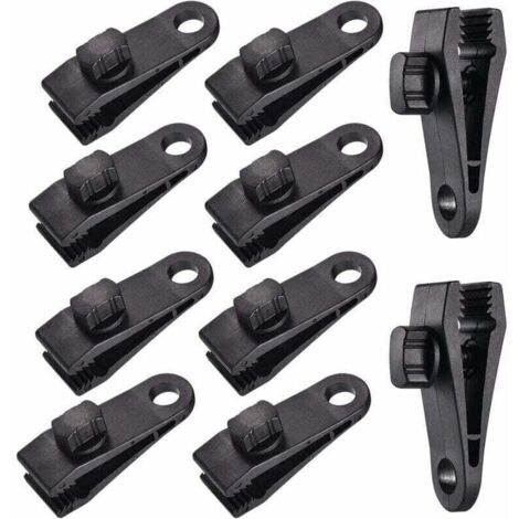 Clips para lona Ulisem10, clips para carpa, clips para toldos, clips para lona, clips para carpa, para carpa de auto, lona, toldos, camping, negro. (1/4)