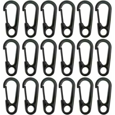 UlisemMini Mosquetón de Aleación de Zinc con Clip para Llavero, para Escalada, Senderismo, Montañismo, Camping y Artículos Colgantes (Negro, Tamaño: 31,3 × 14,3 mm), Paquete de 20. (1/4)