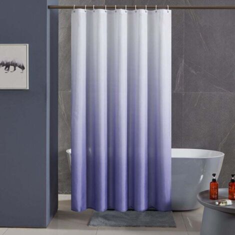 Cortina de ducha Ulisem antimoho, lavable, 120 x 200 cm, impermeable, de poliéster, con 8 ganchos, original, degradado morado. (1/4)