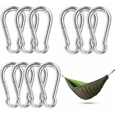 Mosquetón de acero inoxidable Ulisem10, resistente al agua y al óxido, duradero, para deportes, hamacas, pesca, columpios, camping, hogar, horticultura, decoración. (1/4)