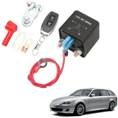 Interruptor de desconexión de batería de coche UlisemDC 12 V 200 A, relé aislador, interruptor de corte antirrobo con control remoto para dispositivos móviles. (1/4)