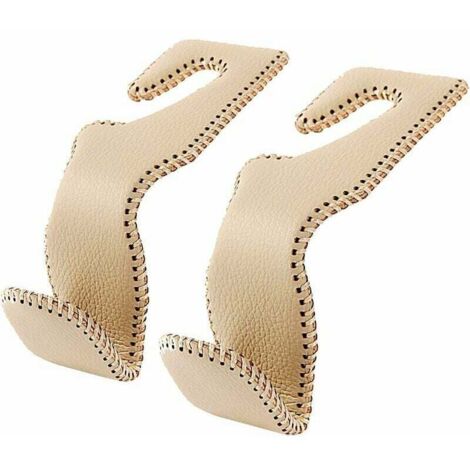 Ganchos UlisemCar para bolsos y carteras, de cuero beige, para el asiento trasero del coche (paquete de 2) (1/4)