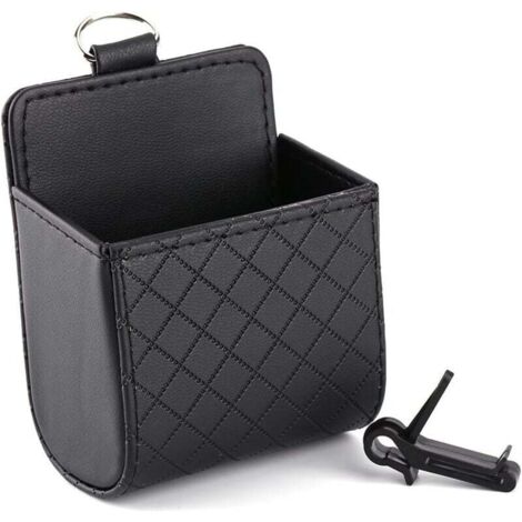 Caja de almacenamiento UlisemCar, soporte para teléfono y gafas, bolsa de almacenamiento interior para coche, bolsa de almacenamiento multiusos de cuero sintético. (1/4)