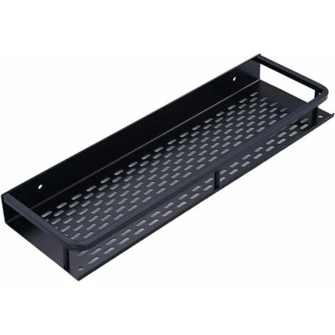 Estante de almacenamiento para ducha Ulisem de 30 cm, sin orificios, para baño, cocina, montaje en pared, para suministros de inodoro, negro, de una sola capa (1/4)