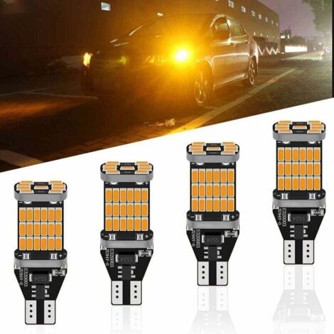 Ulisem 4-Pack 921 912 T10 T15 Ámbar/Amarillo 800 lúmenes 12V-24V Sin polaridad Extremadamente brillante CANBUS Sin errores Ak-4014 45PCS Chipsets Bombillas LED para luces de señal de giro Iluminación (1/4)