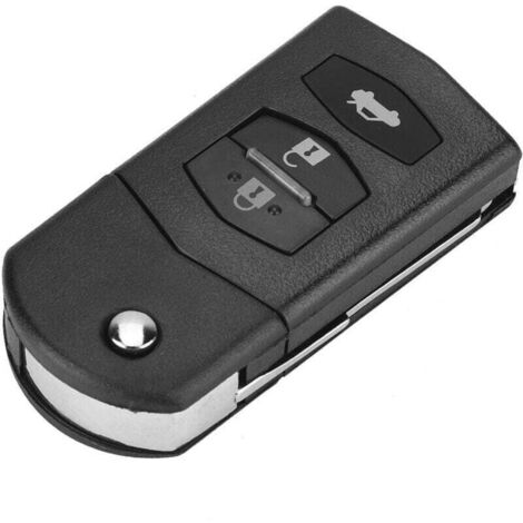 Funda UlisemKey, carcasa para llave remota, carcasa plegable de metal ABS de 3 botones para Mazda 2, 3, 5, 6, RX8 y MX5 (negra) (1/4)