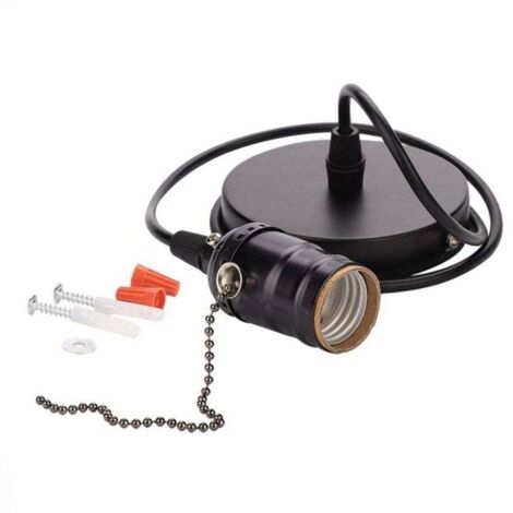 Portalámparas Ulisem, portalámparas colgante vintage E27 con base para lámpara de techo con cadena (negro perla) (1/4)