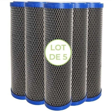 Lote de 5 cartuchos de filtro de agua 2 en 1 Ulisem de 10 pulgadas - Antisedimentos + filtro de impurezas de carbón activado de 5 micrones (1/4)