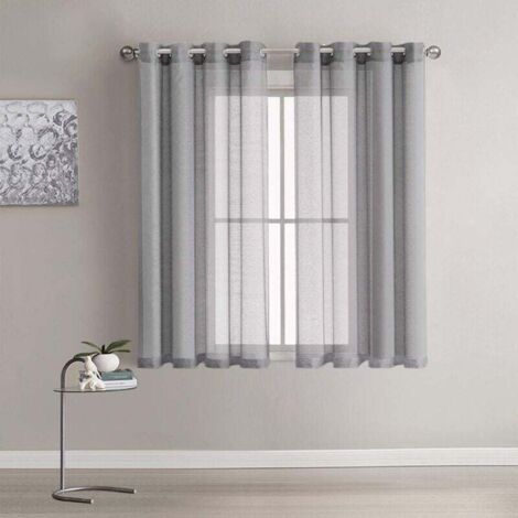 Cortinas transparentes Ulisem de gasa blanca con ojales lisos para sala de estar y dormitorio (paquete de 2) (1/4)