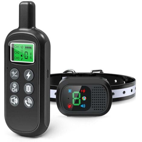 Collar de entrenamiento eléctrico Ulisem de 800 m. Habla con tu perro. Incluye 3 modos de entrenamiento: pitido, vibración y descarga eléctrica. Resistente al agua IPX7 y antiladridos.