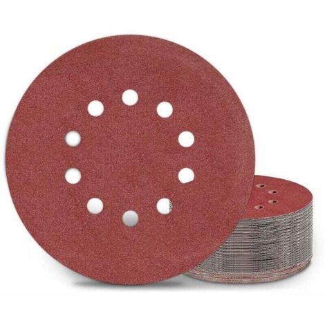 Discos de lijado Ulisem de 225 mm, paquete de 25, 10 agujeros, grano P120, para lijadoras de cuello largo, amoladoras para paneles de yeso y amoladoras tipo jirafa. (1/4)