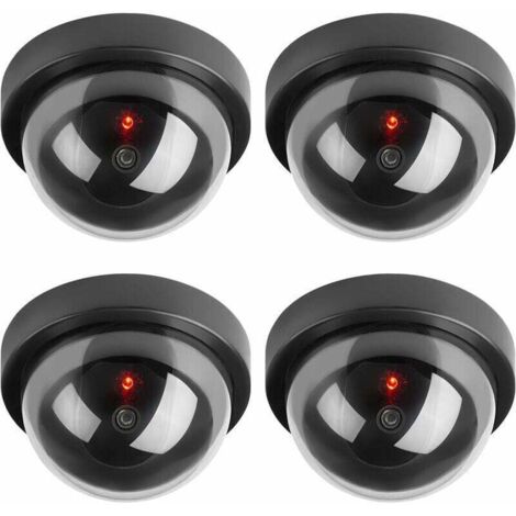 Cámaras falsas Ulisem, cámara domo de seguridad CCTV falsa con luz LED intermitente para negocios, tiendas, hogar, interiores y exteriores (paquete de 4)