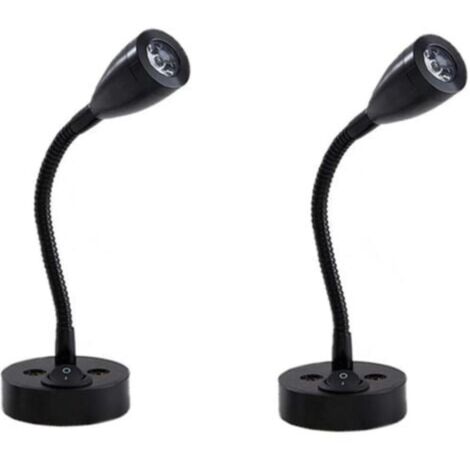 Luz LED de noche Ulisem para caravana, con cuello de cisne flexible y giratoria de 360 grados, para barcos, caravanas, camiones y coches de 12 V a 24 V CC, color negro (1/5)