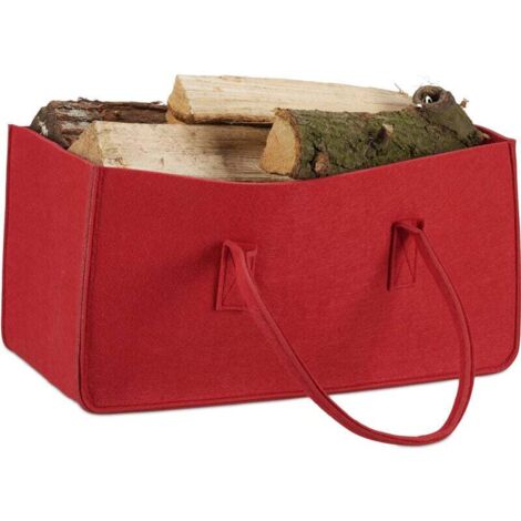 Bolsa De Fieltro Beige Para Leña, Cesta Multifunción De 50x25x25 Cm, Ideal Para Chimenea Y Hogar