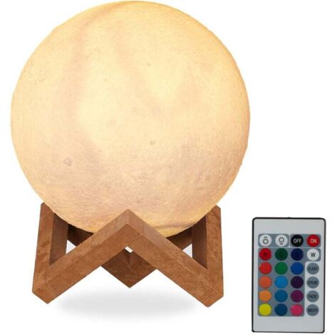 Lámpara de luna Ulisem3D, 16 colores, regulable, control remoto, inalámbrica, con soporte, LED para niños, 15 cm, blanca (1/4)