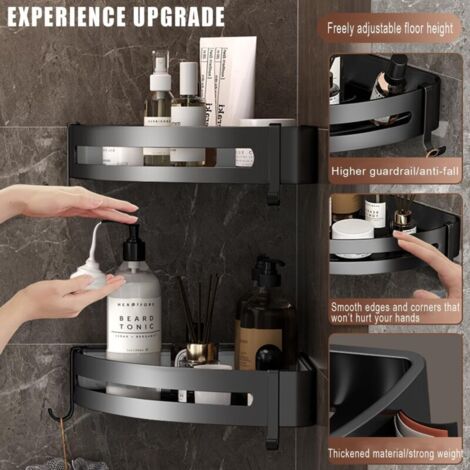 Organisation Salle Bain Pratique FINIBO Lot De 2 étagères D'angle Autocollantes - Sans Perçage Pour Salle De Bain étagère Angle Salle Bain Organisation Salle Bain Pratique FINIBO Lot De 2 étagères D'angle Autocollantes - Sans Perçage Pour Salle De Bain étagère Angle Salle Bain