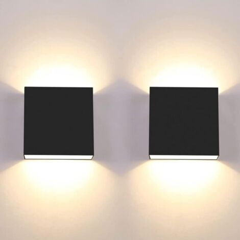 Ulisem2Pcs Applique Murale LED 7W Moderne Applique Murale Interieur Lumière Blanche Chaude 3000K Applique Murale Carrée Noir (1/4)