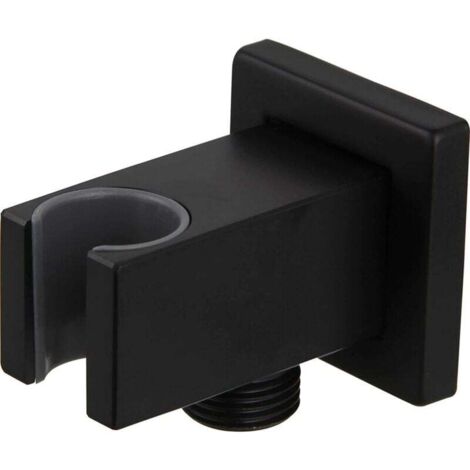 UlisemCurseur barre de douche à main mural en laiton massif avec sortie d'eau, coude d'alimentation de douche à main mural 1/2" NPT, Noir (1/4)