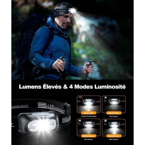 Glangeh Lampe Frontale, Lampe Frontale LED Puissante avec Capteur Mouvement, IPX6 étanche, 4 Glangeh Lampe Frontale, Lampe Frontale LED Puissante avec Capteur Mouvement, IPX6 étanche, 4