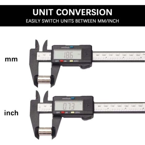 Pied à coulisse numérique 015,2 cm Micromètre électronique 150 mm avec grand écran LCD, arrêt