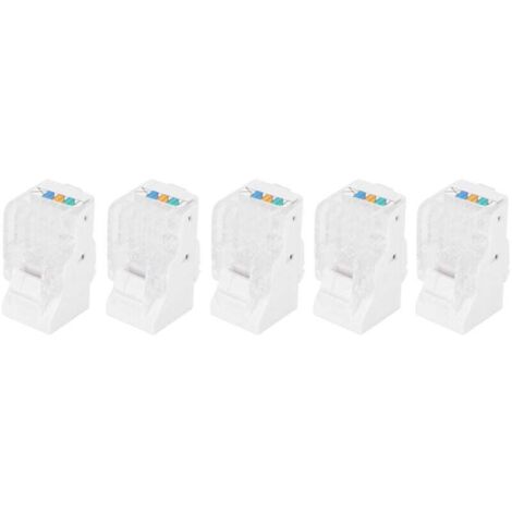 UlisemLot de 5 connecteurs CAT3 RJ11, connecteurs téléphoniques modulaires, connecteur 6P4C AWG26 Convient pour les applications téléphoniques, fax, vocales dans les systèmes de câblage (1/4)