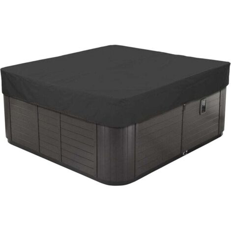 UlisemCouverture pour Bain à Remous Extérieur, Housse de Protection pour Spa en Tissu Oxford 210D Imperméable Anti-poussière Bache de Piscine Carrée,Noir,231x231x30cm (1/4)