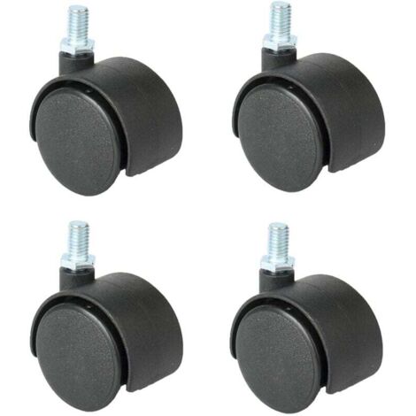 UlisemDrehstuhlrolle, 48-mm-Rolle, Ersatz-Lenkrolle, Büro-Lenkrolle, 4er-Pack mit Bremse (Farbe: Schwarz, Größe: 2 Zoll drehbar) (1/4)