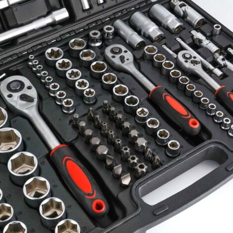 Coffret De 29 Outils à Cliquet Et Douilles 3/8 Pouce - 90 Dents, Métrique, Mallette Rigide