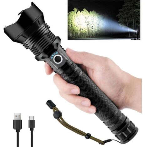 Ulisem1 Pièces Lampe de poche LED super puissante, rechargeable par USB Type-C, parfaite pour le camping, la randonnée et les urgences. (1/4)