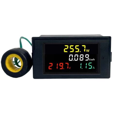 UlisemCompteur de tension et de courant alternatif multifonctionnel AC40-300V 100A moniteur de puissance d'affichage numérique LCD couleur 100A (1/4)