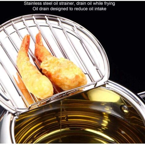 UlisemFriteuse tempura japonaise avec thermomètre, friteuse tempura inox avec filtre à huile, mini friteuse inox cuisinière à induction universelle grande taille 24 cm, utilisée pour frire tempura, po (1/4)