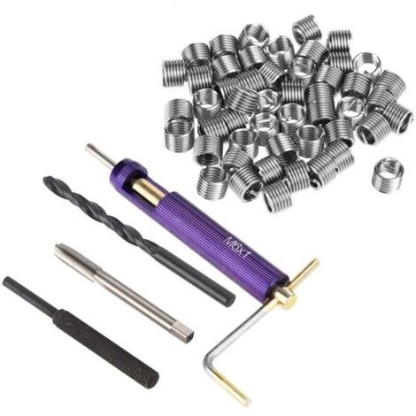 UlisemKit de Réparation de Filetage d'Inserts Filetés en Acier Inoxydable 304 Outils d'Installation d'Insert de Type Helicoil M61.01.5D (1/4)