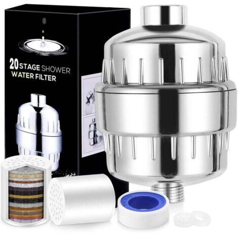 UlisemFiltre de douche à 20 niveaux, filtre à eau dure, peau et cheveux plus sains, élimine le chlore, les métaux lourds et autres sédiments, adoucisseur d'eau à la vitamine C, réduit les démangeaison (1/4)