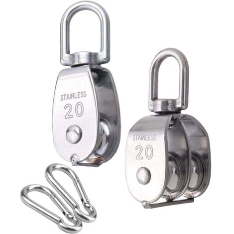 Ulisem2 pièces Poulie à câble , poulie en acier inoxydable 304, réa, capacité de charge 75 kg pour corde de levage, navire (1/4)