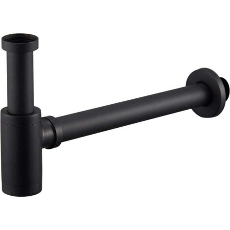UlisemSiphon de lavabo et d'évier de conception universelle noir avec ouverture de nettoyage siphon design siphon tubulaire (1/4)