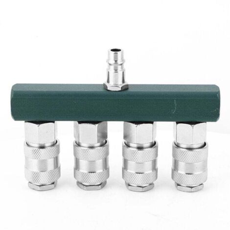 UlisemRaccord Rapide à 4 Voies 1/4in Filetage NPT de Haute Qualité Coupleur de Tuyau D'air Raccords Pneumatiques pour Une Large Gamme de Systèmes Et D'équipements (1/4)