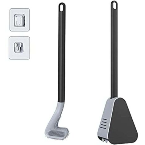UlisemBrosse WC de golf avec support et brosse de toilette, brosse de toilette en silicone avec long manche(Noir) (1/4)