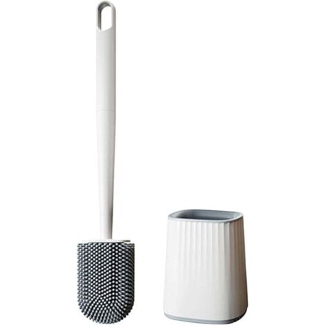 Brosse WC Silicone Gris Antibactérienne à Séchage Ultra-Rapide – Balayette Toilette Avec Support Mural/Sol, Sans Odeur Et 360° Efficace