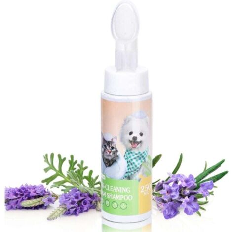 UlisemShampoing sec mousse pour chiens, chats et lapins, après la promenade, avant le coucher, pour chatons et chiots, parfum lavande 250 ml (1/4)