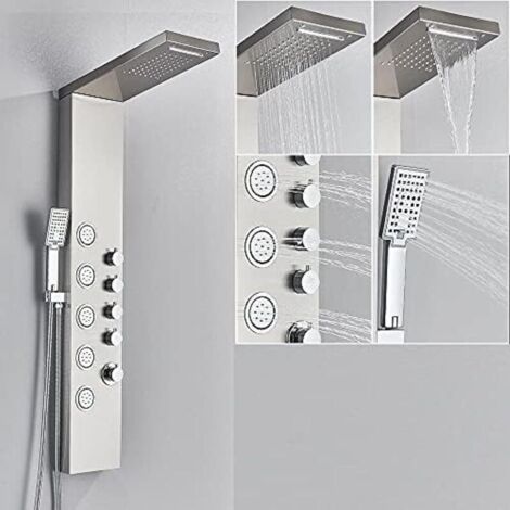 Colonne De Douche Cascada Plafond - 16x31 Pouces - 6 Jets - LED - Nickel Brossé
