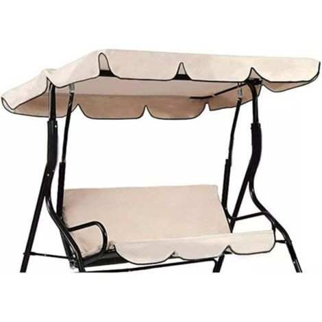 UlisemToit de Rechange pour Balancelle de Jardin Imperméable en 210D Toit de balançoire Canopée pour Balancelle Remplacement Pare-Soleil à Bascule Jardin Anti-UV (Beige, 164x114x15cm)-trois places (1/4)
