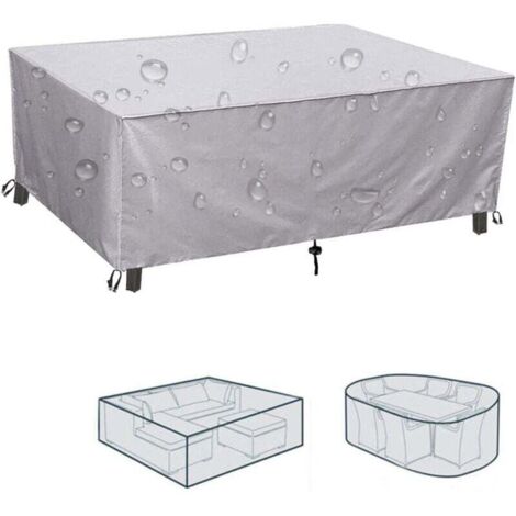 UlisemHousse de protection pour mobilier de jardin 190 x 125 x 80 cm, carrée, imperméable, pour salon de jardin, protection pour meubles de balcon, résistante à l'hiver, housse de table Oxford 420D (1/4)