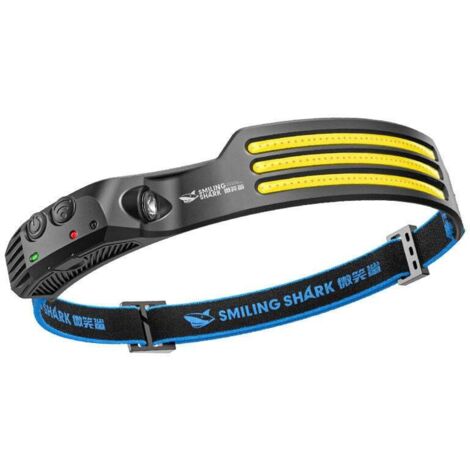 UlisemLampe frontale à LED super puissante, lampe frontale rechargeable USB 3 LED 230 ° super lumineuse avec capteur de mouvement, étanche 0,1 kg, légère, adaptée à la pêche, au camping, à la course à