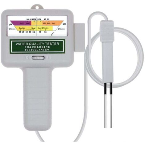 UlisemTesteur de qualité de l'eau, moniteur numérique portable, testeur de qualité de l'eau PH analysant le kit de test de piscine de chlore (blanc) (1/4)